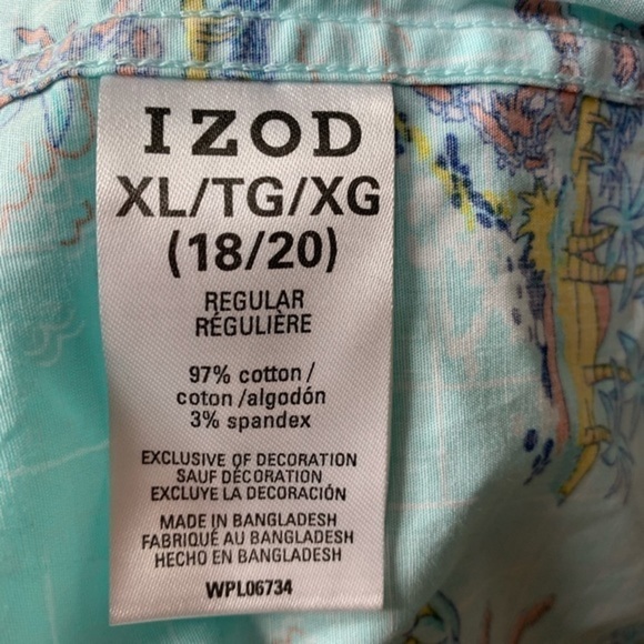 NWT IZOD Paradise Island Palm Tree Button Down Top - Picture 6 of 6
